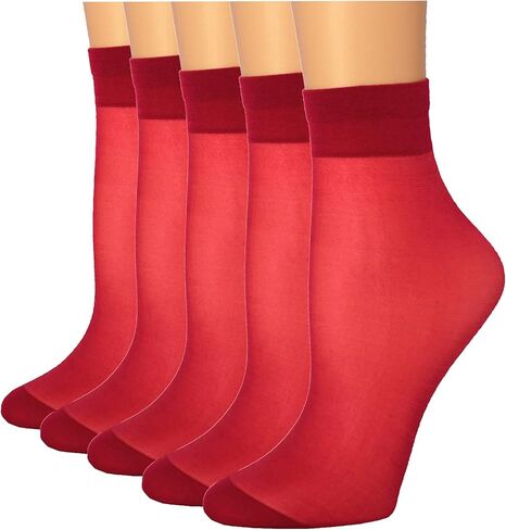 MALVA 10 Pairs Women's Ankle High Sheer Socks, Soft Tight Hosiery with Reinforced Toe Pantyhose Socks for Women in Kuwait