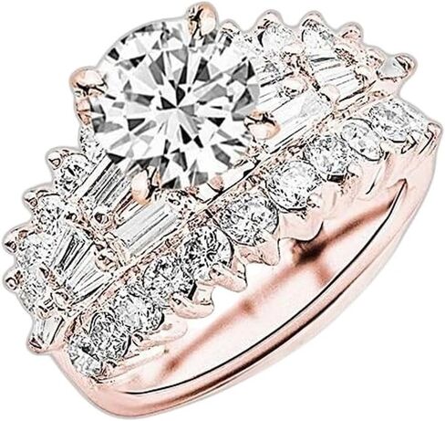 4.15 Carat 14K White Gold Exquisite Prong Set Bageutte And Round Diamond Engagement Ring with a 2 Carat Moissanite Center in Kuwait