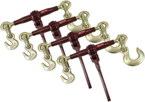 Mytee Products Heavy Duty Specialty Pro Ratchet Load Chain Binder w/ 1/2" Grab Hook on One Side & 1/2" Slip Hook Other Side, 12,000 Lbs Load Limit | Chain Binders for Flatbed Truck Trailer - 4 Pack in Kuwait