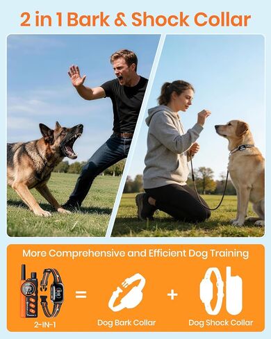 Bark & Shock Collar Combo for 2 Dogs, 4200Ft Shock Collar for Dogs 10-150lb in Saudi Arabia