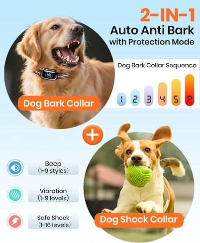 Bark & Shock Collar Combo for 2 Dogs, 4200Ft Shock Collar for Dogs 10-150lb in Saudi Arabia