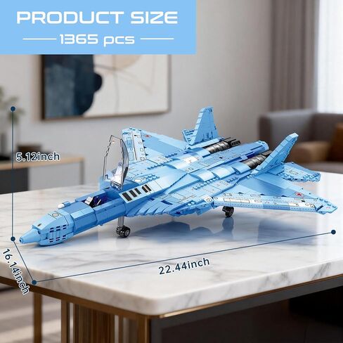 Reobrix Fighter Jet Building Set for Adults, SU-57 Fighter Airplane Model Kit 33030, Collectible Military Plane Model, Home Office Decor, Ideal Gift for Military Enthusiasts 14+ in Kuwait