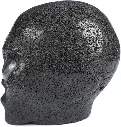 Skullis 4.1" Hot Lava Stone Star Being Female Alien Crystal Skull Companion with Labradorite Eyes, Hand Carved Gemstone Fine Art Sculpture, Reiki Healing Stone Statue.1643 in Kuwait