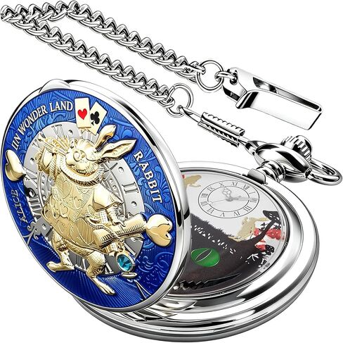 Alice Pocket Watch Music Box Hand Crank Playing Music Watch Chain Unique Xmas Birthday Graduation Gifts in Kuwait