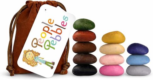 Crayon Rocks Multicultural Skin Tone Crayons for Kids - 12 Diverse Colors, Natural Soy Wax, Ergonomic Pebble Shape for Toddlers, Non-Toxic Art Supplies in Kuwait
