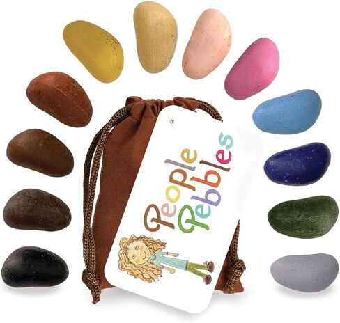 Crayon Rocks Multicultural Skin Tone Crayons for Kids - 12 Diverse Colors, Natural Soy Wax, Ergonomic Pebble Shape for Toddlers, Non-Toxic Art Supplies in Kuwait