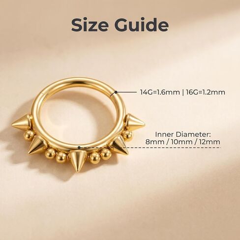 HeraBPJW 14G 16G Septum Jewelry G23 Titanium Septum Rings Spiked Cartilage Helix Earrings Hinged Segment Seamless Clicker Nose Rings Daith Piercing Jewelry in Saudi Arabia