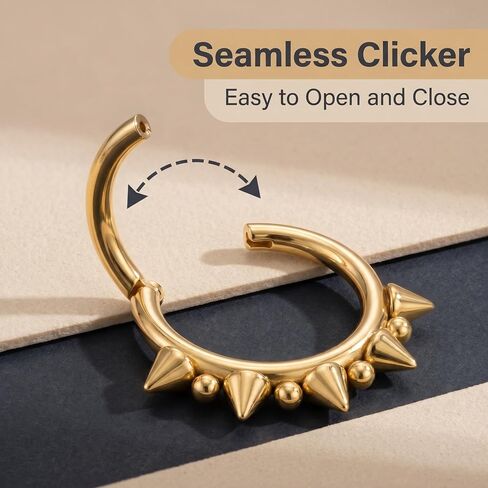 HeraBPJW 14G 16G Septum Jewelry G23 Titanium Septum Rings Spiked Cartilage Helix Earrings Hinged Segment Seamless Clicker Nose Rings Daith Piercing Jewelry in Saudi Arabia