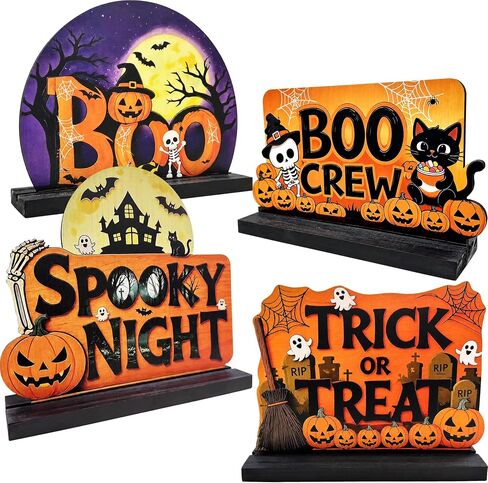 Halloween Decorations Indoor, Set of 4 Tabletop Sign Centerpieces in Kuwait