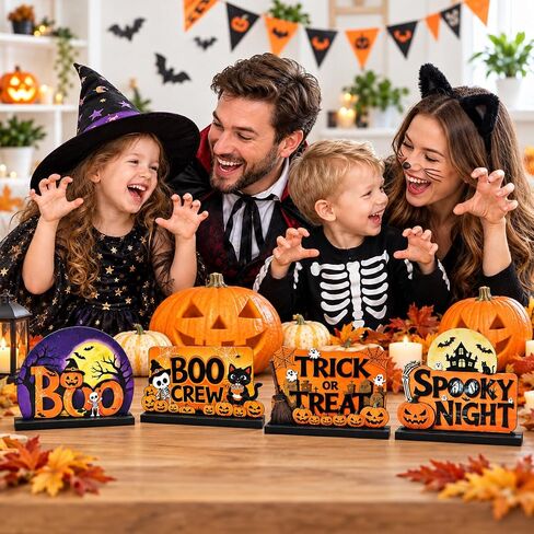Halloween Decorations Indoor, Set of 4 Tabletop Sign Centerpieces in Kuwait
