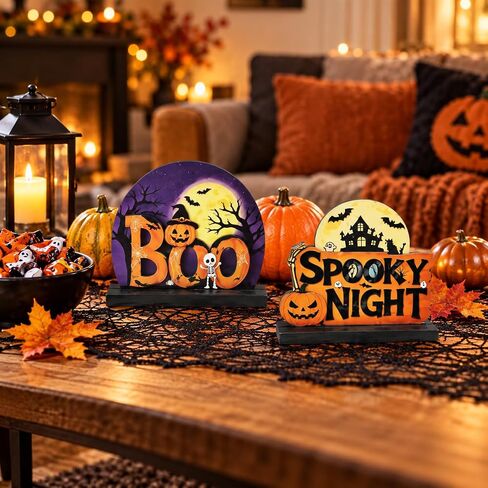 Halloween Decorations Indoor, Set of 4 Tabletop Sign Centerpieces in Kuwait