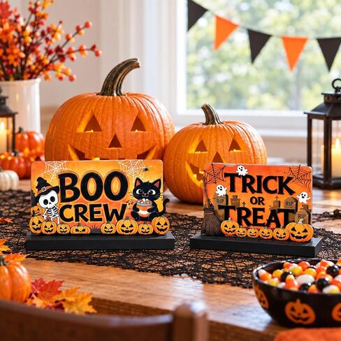 Halloween Decorations Indoor, Set of 4 Tabletop Sign Centerpieces in Kuwait