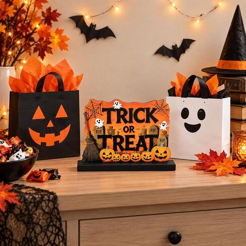 Halloween Decorations Indoor, Set of 4 Tabletop Sign Centerpieces in Kuwait