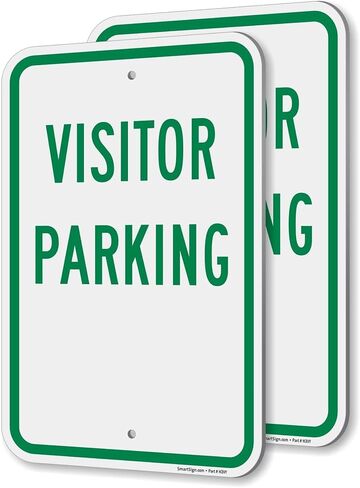 SmartSign Visitor Parking Sign - 2 Pack, 18 x 12 inch, 2mm Aluminum Composite, Pre-Drilled Holes, Made in USA, Green and White in Kuwait