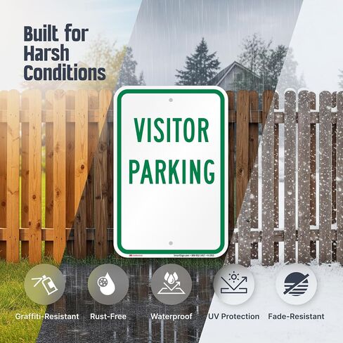 SmartSign Visitor Parking Sign - 2 Pack, 18 x 12 inch, 2mm Aluminum Composite, Pre-Drilled Holes, Made in USA, Green and White in Kuwait
