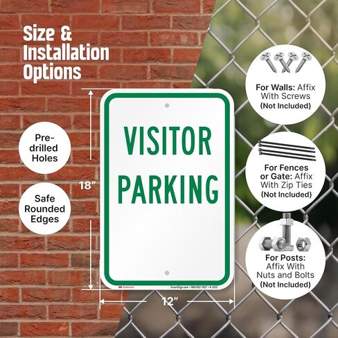 SmartSign Visitor Parking Sign - 2 Pack, 18 x 12 inch, 2mm Aluminum Composite, Pre-Drilled Holes, Made in USA, Green and White in Kuwait