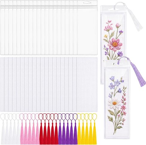 Milkary 60PCS Cross Stitch Bookmark Kit, Blank Needlepoint Bookmark for DIY in Kuwait