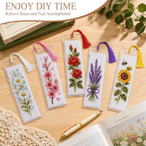 Milkary 60PCS Cross Stitch Bookmark Kit, Blank Needlepoint Bookmark for DIY in Kuwait