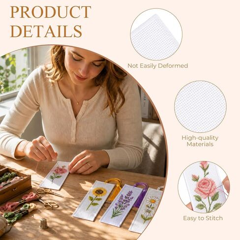Milkary 60PCS Cross Stitch Bookmark Kit, Blank Needlepoint Bookmark for DIY in Kuwait