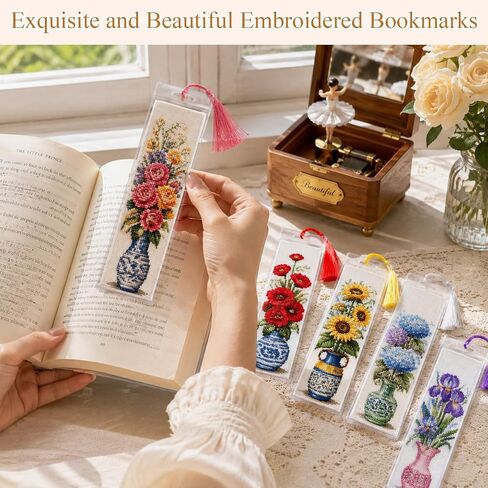 Milkary 60PCS Cross Stitch Bookmark Kit, Blank Needlepoint Bookmark for DIY in Kuwait