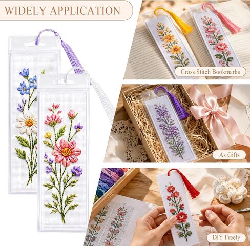 Milkary 60PCS Cross Stitch Bookmark Kit, Blank Needlepoint Bookmark for DIY in Kuwait