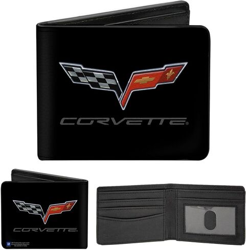 Buckle-Down Men's Pu Bifold Wallet - Corvette Logo, 4.0" x 3.5" in Kuwait