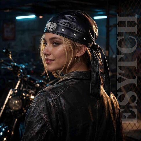 punkman2000 Cycling Bandana Doo Rags Adjustable Skull Cap Motorcycle Biker Leather Cap Black in Kuwait