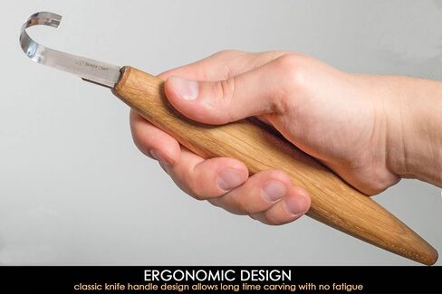 BeaverCraft Wood Carving Hook Knife 2" with Leather Sheath - Spoon Carving Tools Curved Knife for Spoons Bowls Cups - Double Sided Sharpening Whittling Knives Crooked for Carvers SK5s in Kuwait