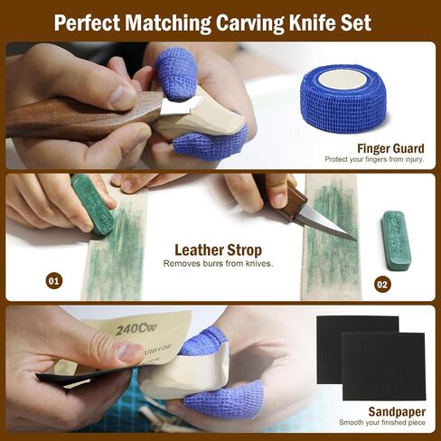 Wood Carving Kit for Beginners, 28Pcs Wood Carving Tools with Storage Bag in Kuwait
