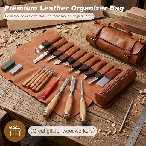 Wood Carving Kit, 25Pcs Wood Carving Tools with Thick Leather Storage Bag in Saudi Arabia