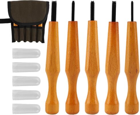 5 Pcs Wood Handle Linocut Carving Tool Set, V Shaped Chisel for Printmaking in Saudi Arabia