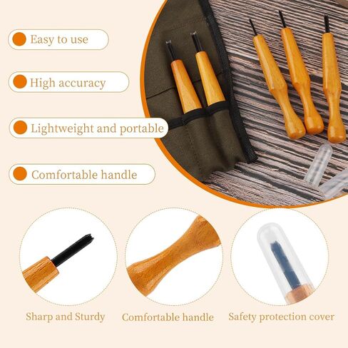 5 Pcs Wood Handle Linocut Carving Tool Set, V Shaped Chisel for Printmaking in Saudi Arabia