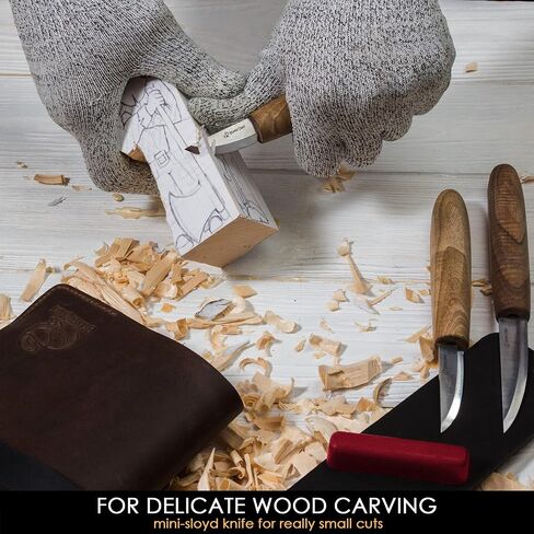 BeaverCraft Deluxe Wood Carving Kit with 3pcs High‑Carbon Steel Sloyd Knives S19x – Whittling Knife Set with Walnut Handles, Leather Tool Roll & Leather Strop, Polishing Compound – Wood Carving Tools in Kuwait