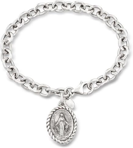 Ross-Simons Italian Sterling Silver Miraculous Medal Charm Bracelet. 7 inches in Kuwait