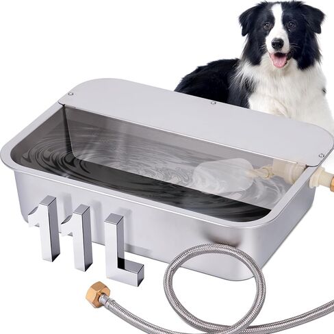 3Gal Automatic Outdoor Dog Water Dispenser for Large Breed Dogs Auto Self Filling Water Bowl Stainless Steel Dog Pet Waterer for Big Cat Chicken Goat Sheep Livestock (15.7" X 11.8") in Saudi Arabia
