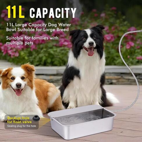 3Gal Automatic Outdoor Dog Water Dispenser for Large Breed Dogs Auto Self Filling Water Bowl Stainless Steel Dog Pet Waterer for Big Cat Chicken Goat Sheep Livestock (15.7" X 11.8") in Saudi Arabia