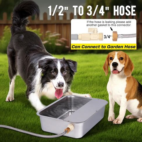 3Gal Automatic Outdoor Dog Water Dispenser for Large Breed Dogs Auto Self Filling Water Bowl Stainless Steel Dog Pet Waterer for Big Cat Chicken Goat Sheep Livestock (15.7" X 11.8") in Saudi Arabia