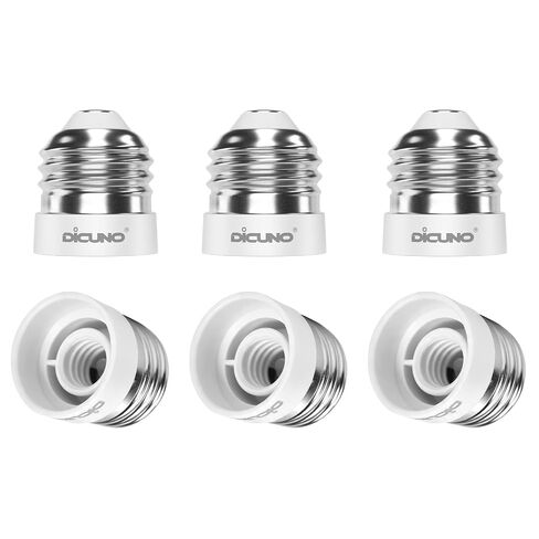 DiCUNO E26 to E12 Socket Adapter, Medium E26 to Candelabra E12 Base Bulb Converter, 0~120V Max 200W, 165℃ Heat-Resistant, E26 Medium Socket Converter, 6-Pack in Kuwait