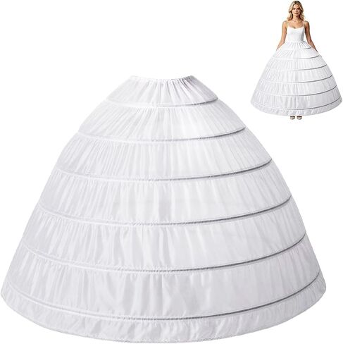 VeMee Full 6 Hoop Skirt Floor Length Crinoline Underskirt Wedding Dress Petticoat in Saudi Arabia