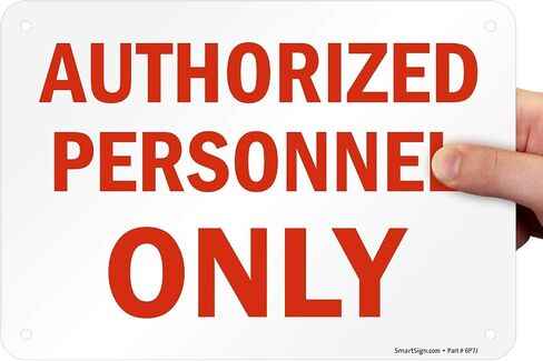 SmartSign-U9-1102-NP علامة "Authorized Personnel Only" | 17.78 سم × 10.4 سم بلاستيك، أحمر على أبيض in Kuwait