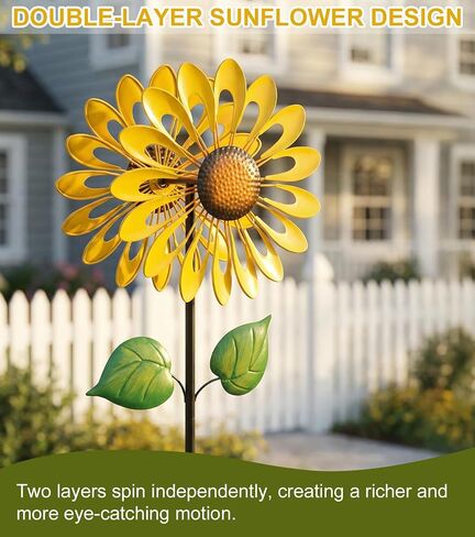 Wind Spinner Outdoor, Yard Decorations Outdoor, Sunflower Garden Decor in Kuwait