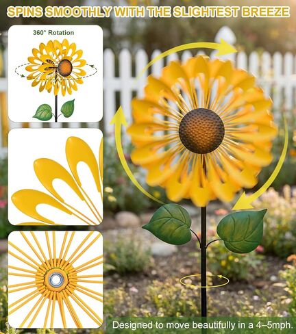 Wind Spinner Outdoor, Yard Decorations Outdoor, Sunflower Garden Decor in Kuwait