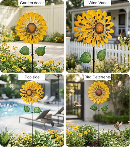 Wind Spinner Outdoor, Yard Decorations Outdoor, Sunflower Garden Decor in Kuwait