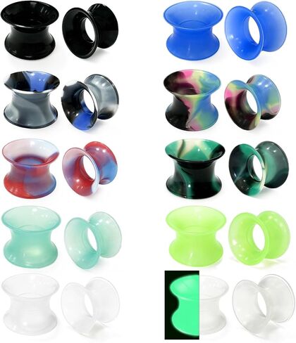 WYR 12/16/20/24/28/32pcs Ear Tunnels Plugs Piercing Set : Double Flared Hollow Hard/Soft Silicone Ear Gauges Ear Expander Stretcher Body Piercing Jewelry 8g-40mm in Kuwait