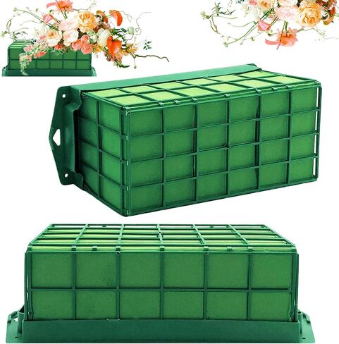 2 Pieces Floral Foam Cage, Flower Arrangements Supplies With Rectangle Holder, Bricks for Fresh Flower Wedding Holiday Decorations in Saudi Arabia