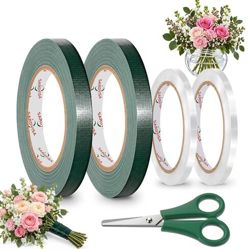 4 Floral Tape, Green 1/2" and Clear 1/4" Waterproof Florist Tape,33 Yd Each in Saudi Arabia
