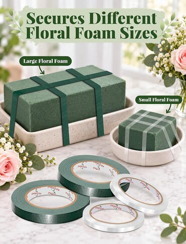 4 Floral Tape, Green 1/2" and Clear 1/4" Waterproof Florist Tape,33 Yd Each in Saudi Arabia