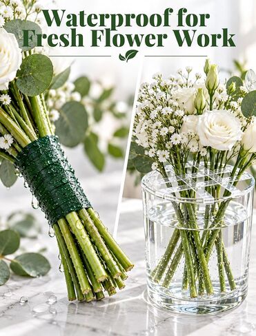 4 Floral Tape, Green 1/2" and Clear 1/4" Waterproof Florist Tape,33 Yd Each in Saudi Arabia