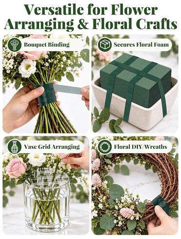 4 Floral Tape, Green 1/2" and Clear 1/4" Waterproof Florist Tape,33 Yd Each in Saudi Arabia
