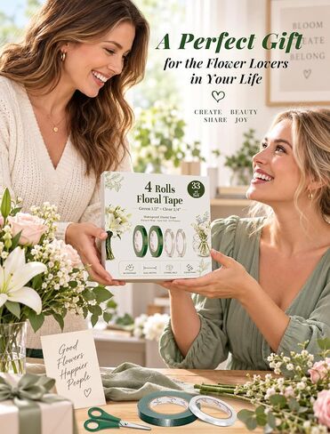 4 Floral Tape, Green 1/2" and Clear 1/4" Waterproof Florist Tape,33 Yd Each in Saudi Arabia